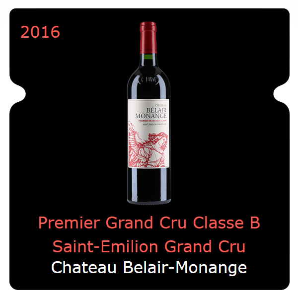 Belair-Monange Premier Grand Cru Classe B Saint-Emilion Grand Cru 2016