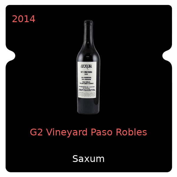 Saxum G2 Vineyard Paso Robles 2014