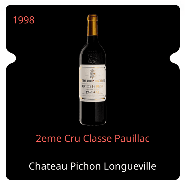 Pichon Longueville Comtesse de Lalande 2eme Cru Classe Pauillac 1998