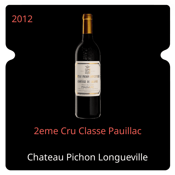 Pichon Longueville Comtesse de Lalande 2eme Cru Classe Pauillac 2012