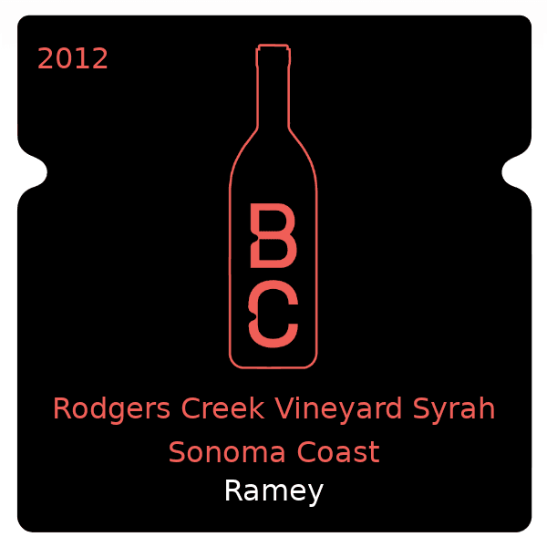 Rodgers Creek Vineyard Syrah Sonoma Coast 2012