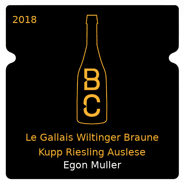 Egon Muller Le Gallais Wiltinger Braune Kupp Riesling Auslese 2018