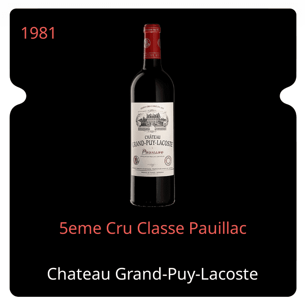 Grand-Puy-Lacoste 5eme Cru Classe Pauillac 1981