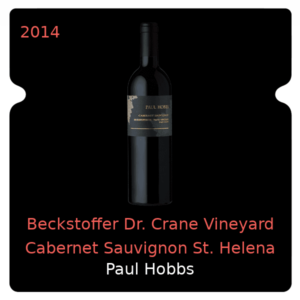 Paul Hobbs Beckstoffer Dr. Crane Vineyard Cabernet Sauvignon St. Helena 2014