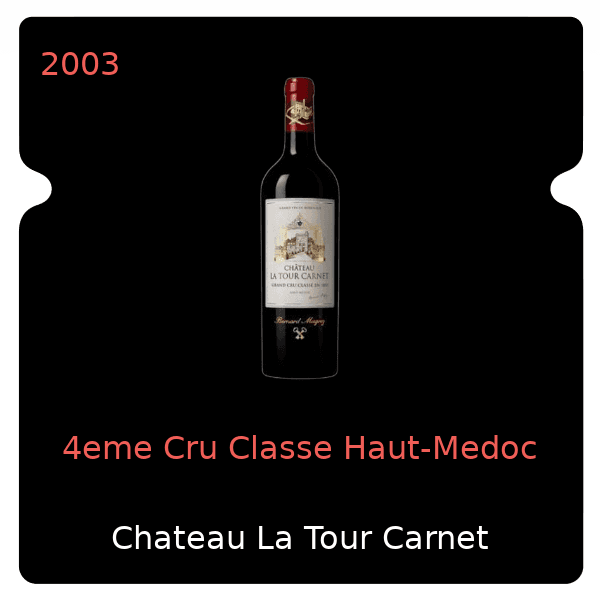 Tour Carnet 4eme Cru Classe Haut-Medoc 2003