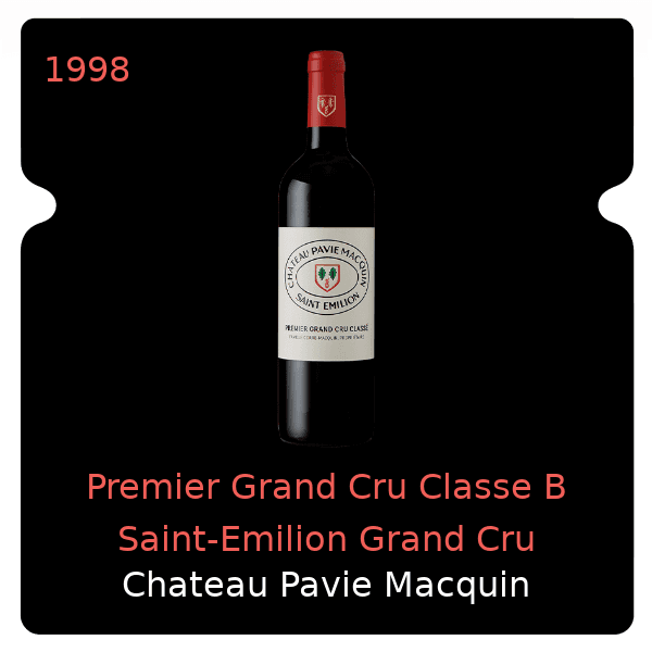 Pavie Macquin Premier Grand Cru Classe B Saint-Emilion Grand Cru 1998