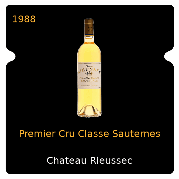 Rieussec Premier Cru Classe Sauternes 1988