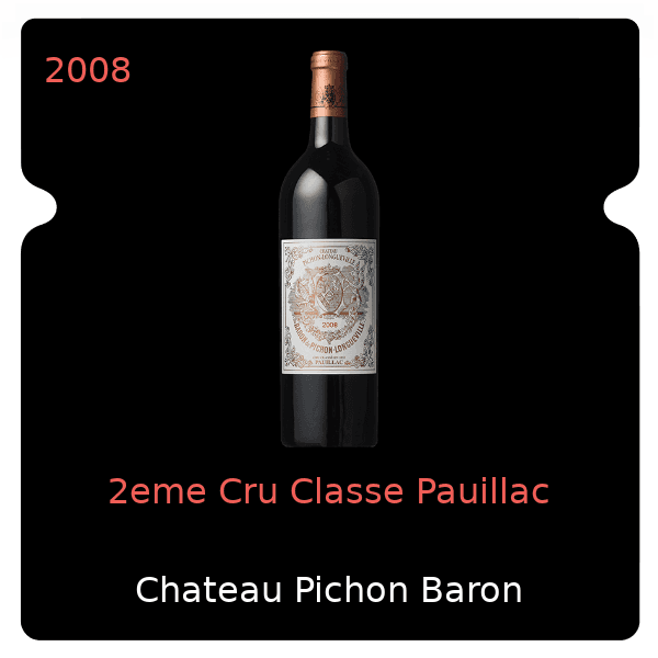 Pichon Baron 2eme Cru Classe Pauillac 2008