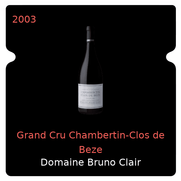 Bruno Clair Grand Cru Chambertin-Clos de Beze 2003