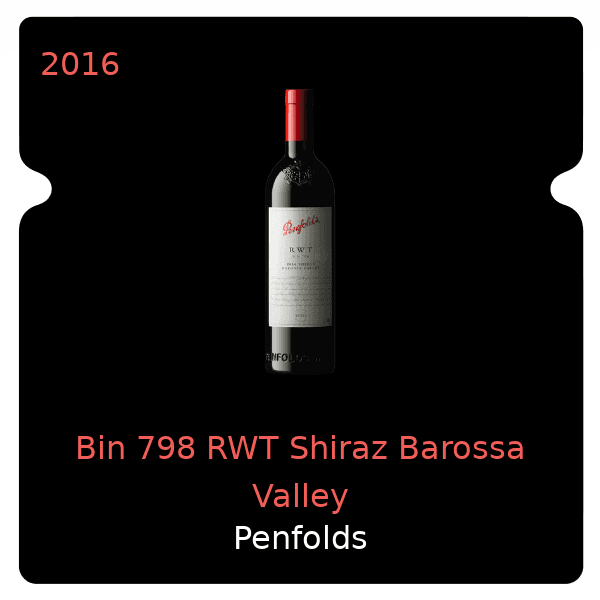 Penfolds Bin 798 RWT Shiraz Barossa Valley 2016
