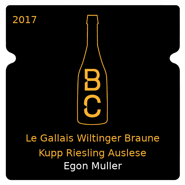 Egon Muller Le Gallais Wiltinger Braune Kupp Riesling Auslese 2017