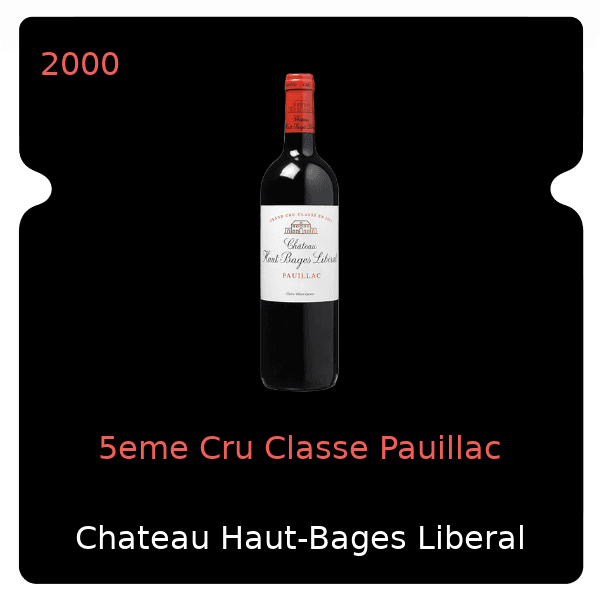 Haut-Bages Liberal 5eme Cru Classe Pauillac 2000