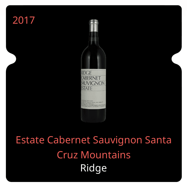 Ridge Estate Cabernet Sauvignon Santa Cruz Mountains 2017