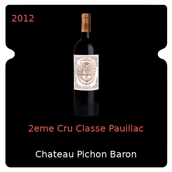 Pichon Baron 2eme Cru Classe Pauillac 2012