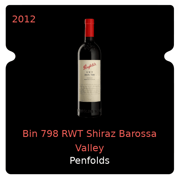 Penfolds Bin 798 RWT Shiraz Barossa Valley 2012